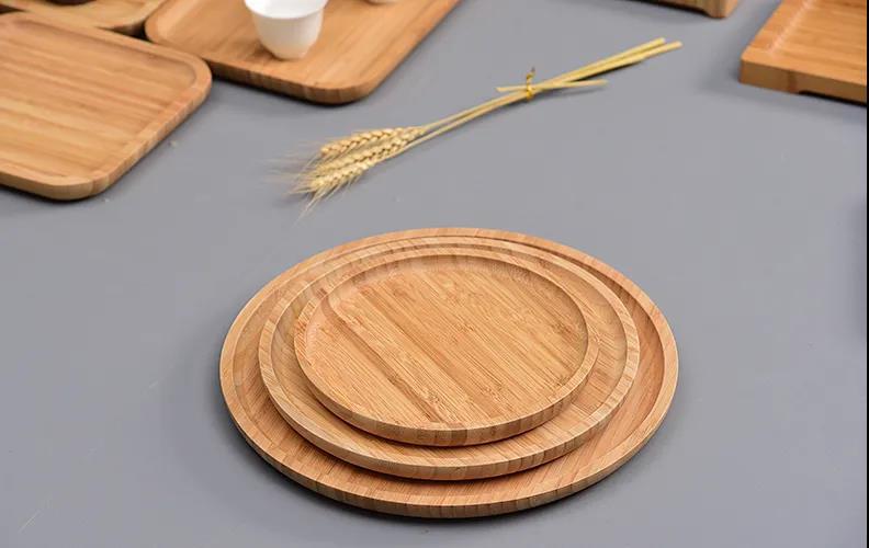 Wholesale bamboo rectangular wooden plates, bread trays, pastry trays, melon seed round plates, snack barbecue plates, tea trays and tea saucers pic 11