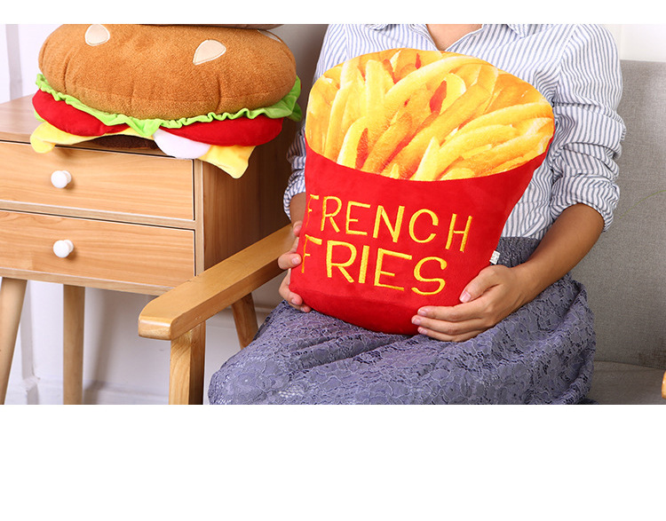 Simulated fruit throw pillow, plush hamburger, French fries cushion, cartoon ice cream doughnut, plush toy doll gift pic 14