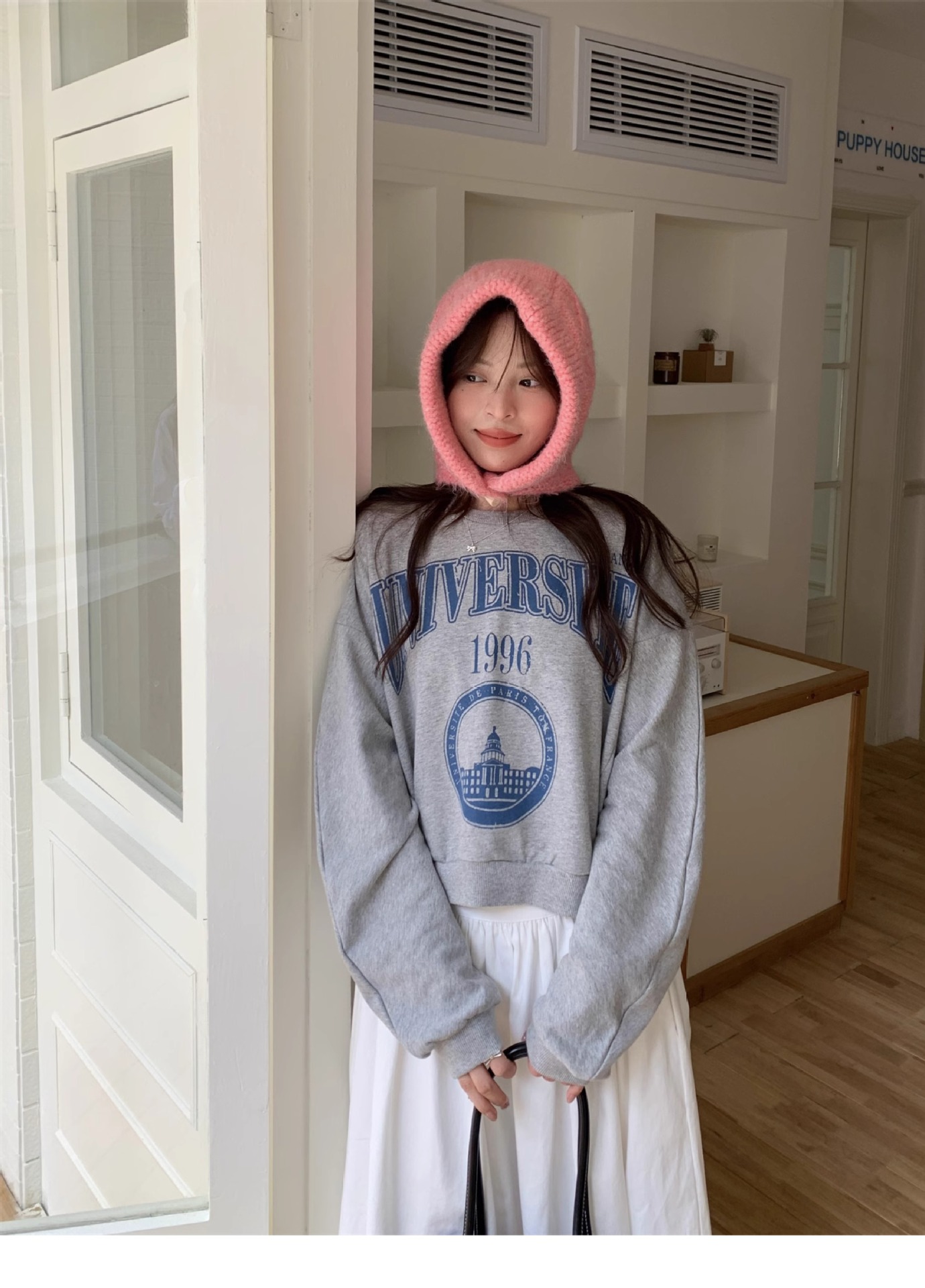 韩系冬季新款大版巴拉克拉法帽子女保暖粗麻花纹牛角扣护耳套头帽详情6
