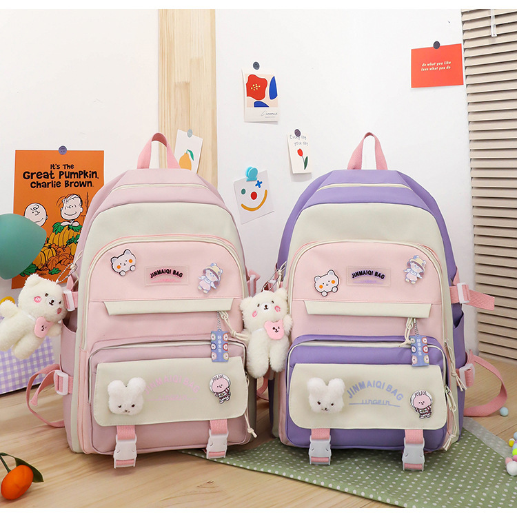 可爱书包双肩包女生ins五件套背包女日系甜美女生补课校园双肩包详情34