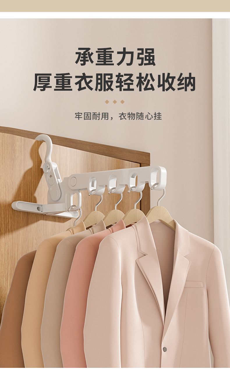 折叠晒衣架加粗室内家用多功能旅游便携酒店出差必备神器五孔衣架详情4