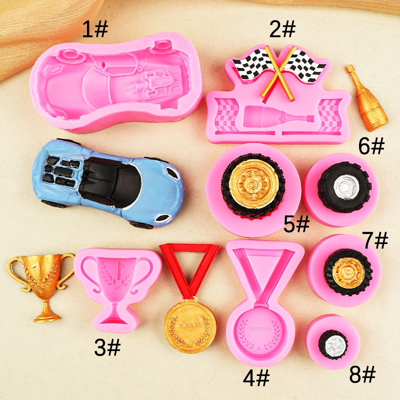 Sports car trophies, MEDALS, tires, silicone molds, resin plaster candles, baking decorations, fondant chocolate molds pic 3