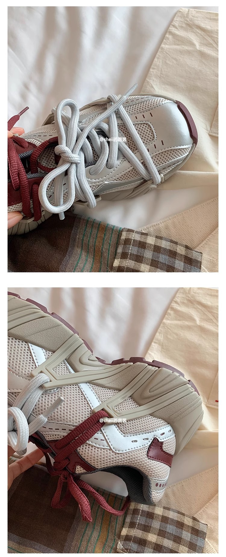 【sheii苏茵茵】长高6cm~秋冬复古鸳鸯带厚底休闲老爹鞋女运动鞋详情11