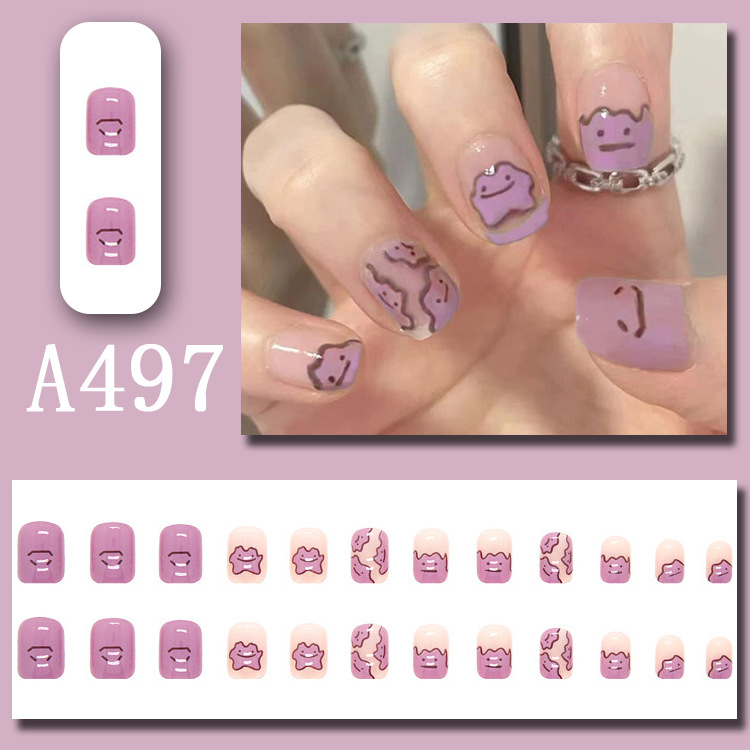 Wearable nail art pieces, artificial nail products, detachable, simple lemon ice transparent, popular online style Douyin nail art hair replacement pic 36