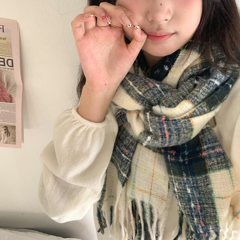 New InS-style high-end scarves for autumn and winter, striped checkered color-blocked warm scarves, starry sky scarves pic 9