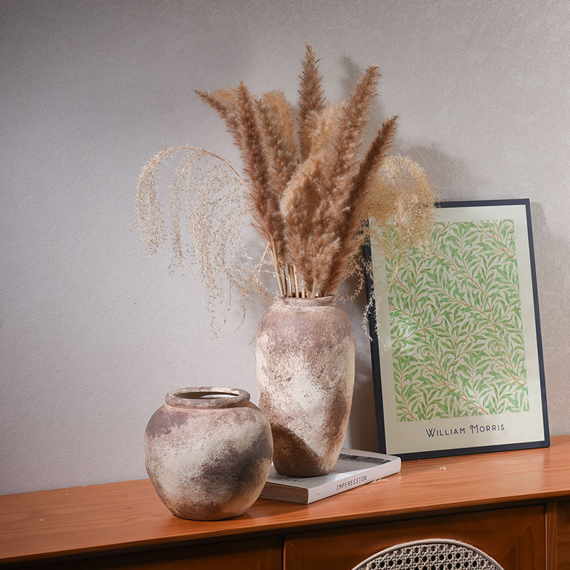 陶瓷花瓶复古风侘寂风插花花器样板房家居饰品摆件高级感装饰摆设详情10