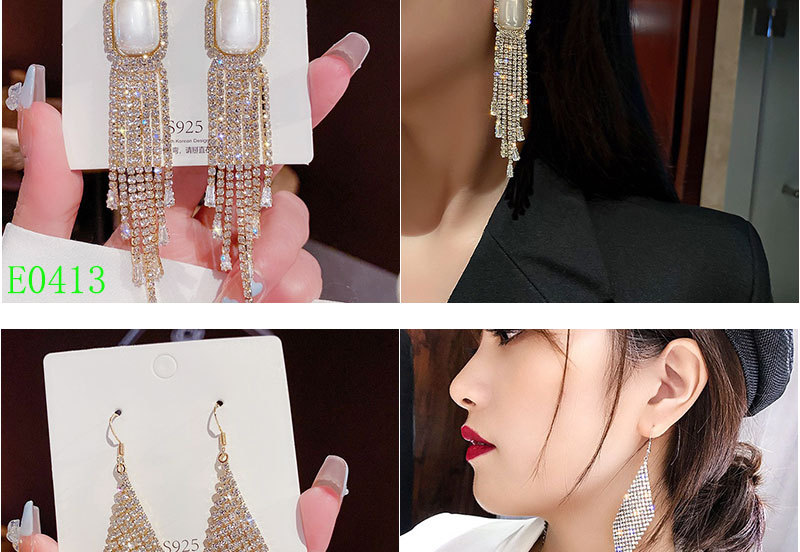 925银针轻奢锆石百搭耳环高级感时尚耳钉女气质爆款流苏耳饰批发详情7