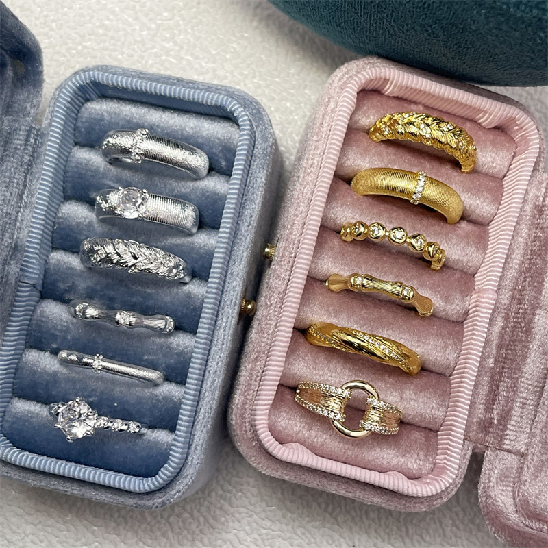 vintage中古风925纯银拉丝锆石戒指女小众高级感不掉色可调节戒指详情12