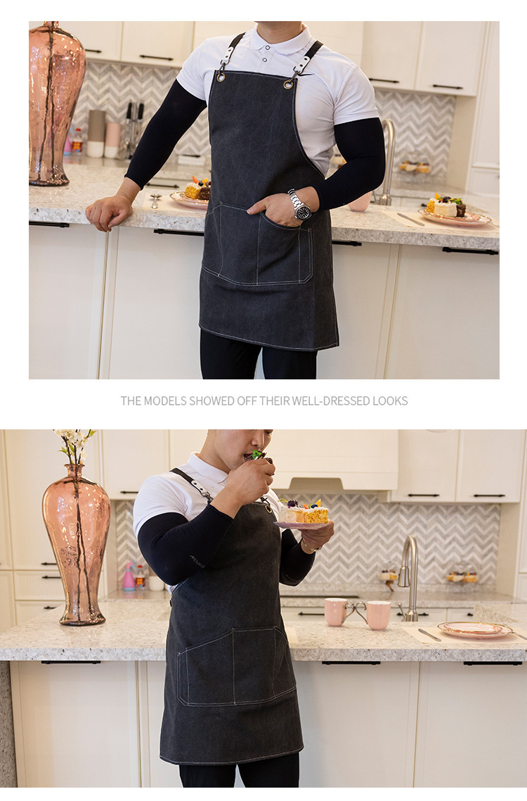 【 Chi Jia 】 Wholesale canvas aprons for home kitchens, thickened waistbands, coffee shops, haircuts, milk tea shops, and work uniforms pic 11