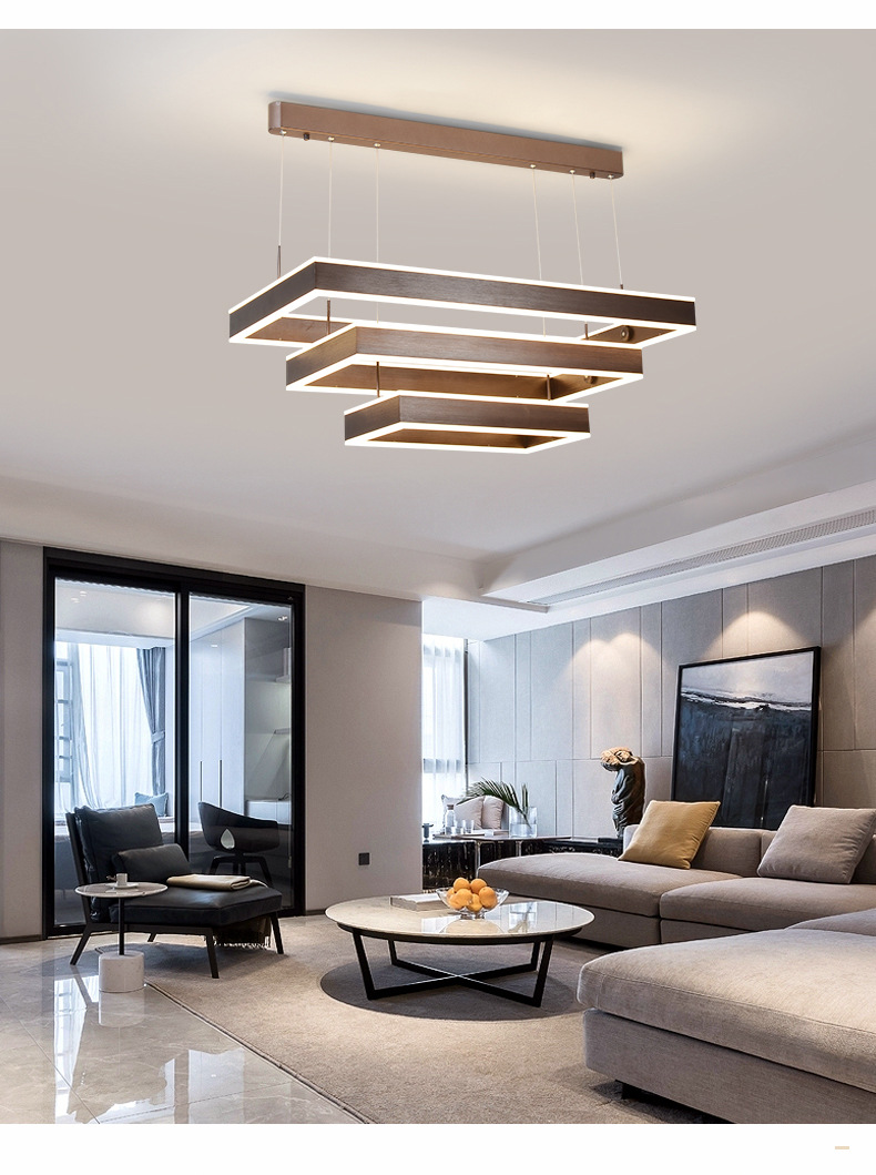 Nordic chandelier LED living room, dining room, postmodern creative, grand and simple bedroom lamp, hall rectangular lamp pic 16