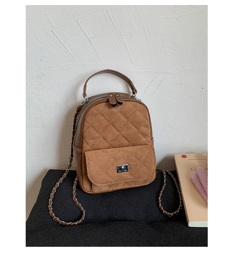 时尚小香风菱格链条女包新款绒面双肩包小众百搭手提包儒雅休闲包详情29