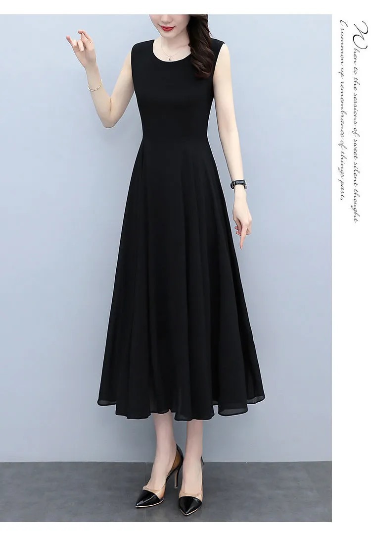 Verano 2023 nuevo tamaño más de las mujeres vestido de gasa temperamento vestido largo sin mangas versátil slim halter vestido de chaleco pic 4