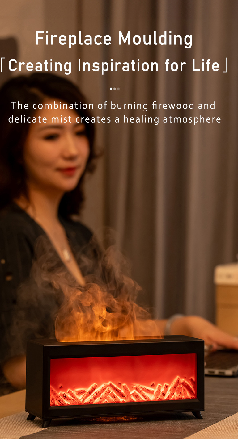 2025新款壁炉火焰香薰机 家用桌面仿真定时大雾量火焰香薰加湿器详情19