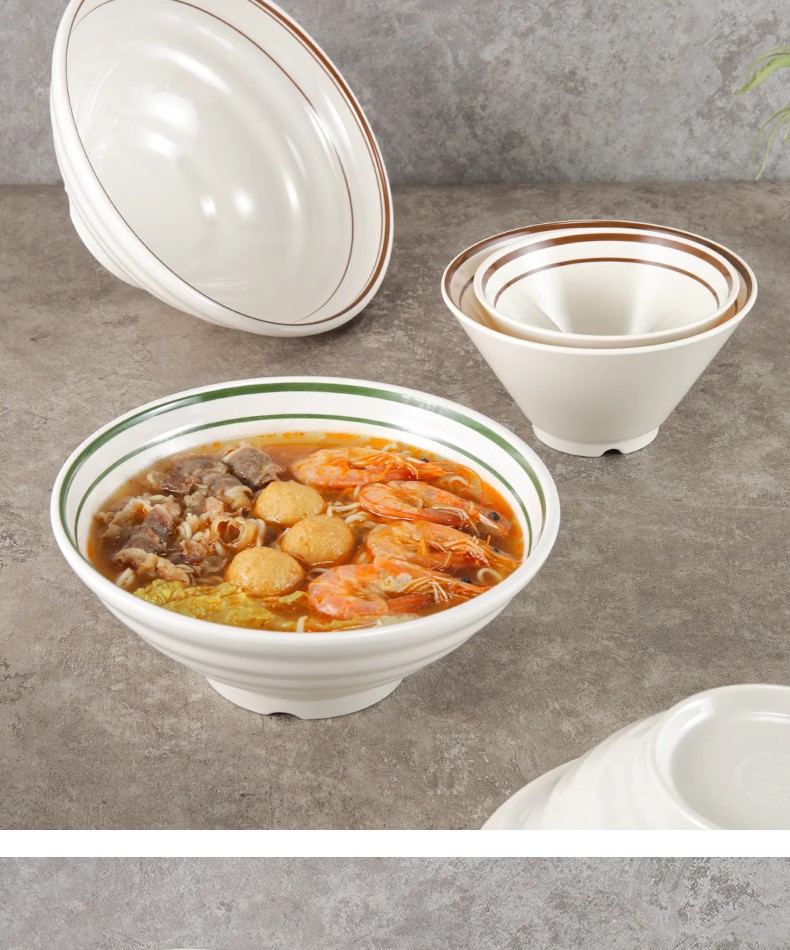 Melamine tableware, ramen bowls, commercial creative bamboo hat bowls, imitation porcelain plastic beef noodle soup bowls, rice noodle bowls, spicy hot pot large bowls pic 13