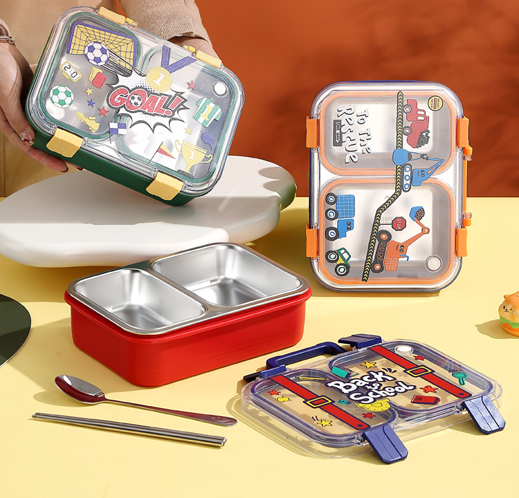 卡通新款分格保温饭盒不锈钢学生专用上班族便携成人便当餐盒代发详情7