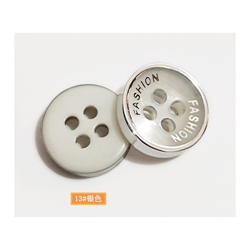 树脂衬衫纽扣 时尚两眼四眼扣子镶边百搭珠光扣 黑色白色衬衣钮扣详情15