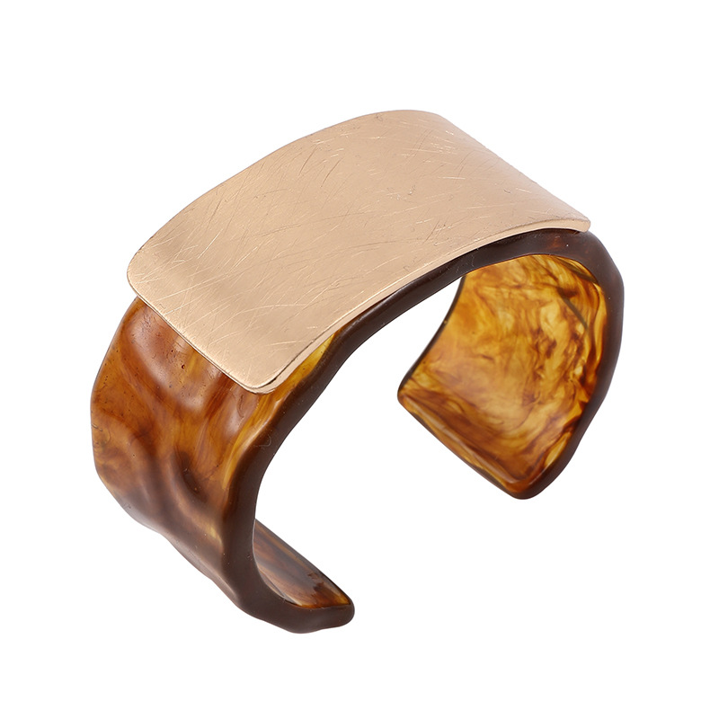 New cross-border retro resin metal spliced open bracelet, wide version fashionable foreign trade bracelet, exclusive for Europe and America pic 8