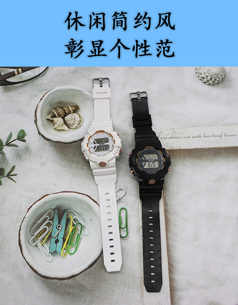 新品LED运动户外时尚计时手表男炫酷夜光学生电子表厂家批发详情4