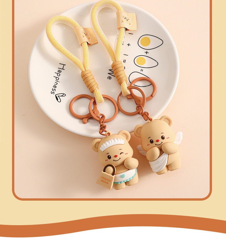 原创卡通黄油小熊汽车钥匙扣公仔创意可爱包包挂件情侣小礼品批发详情11