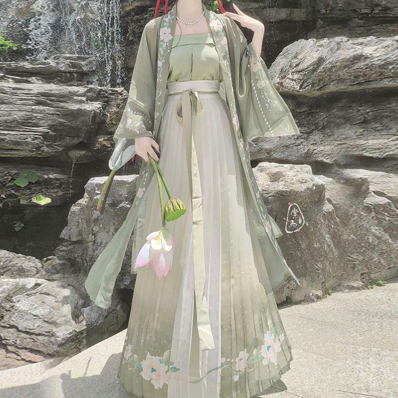 New Chinese-style Hanfu for women in the Song Dynasty with printed patterns, Changgan Temple waist-length pleated skirt, daily clear Spring Festival, summer and autumn styles pic 4