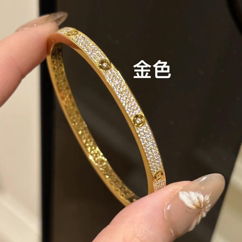 Light luxury French retro new Chinese style half-ring full diamond money bracelet, two-color heavy workmanship exquisite and elegant, versatile bracelet pic 4