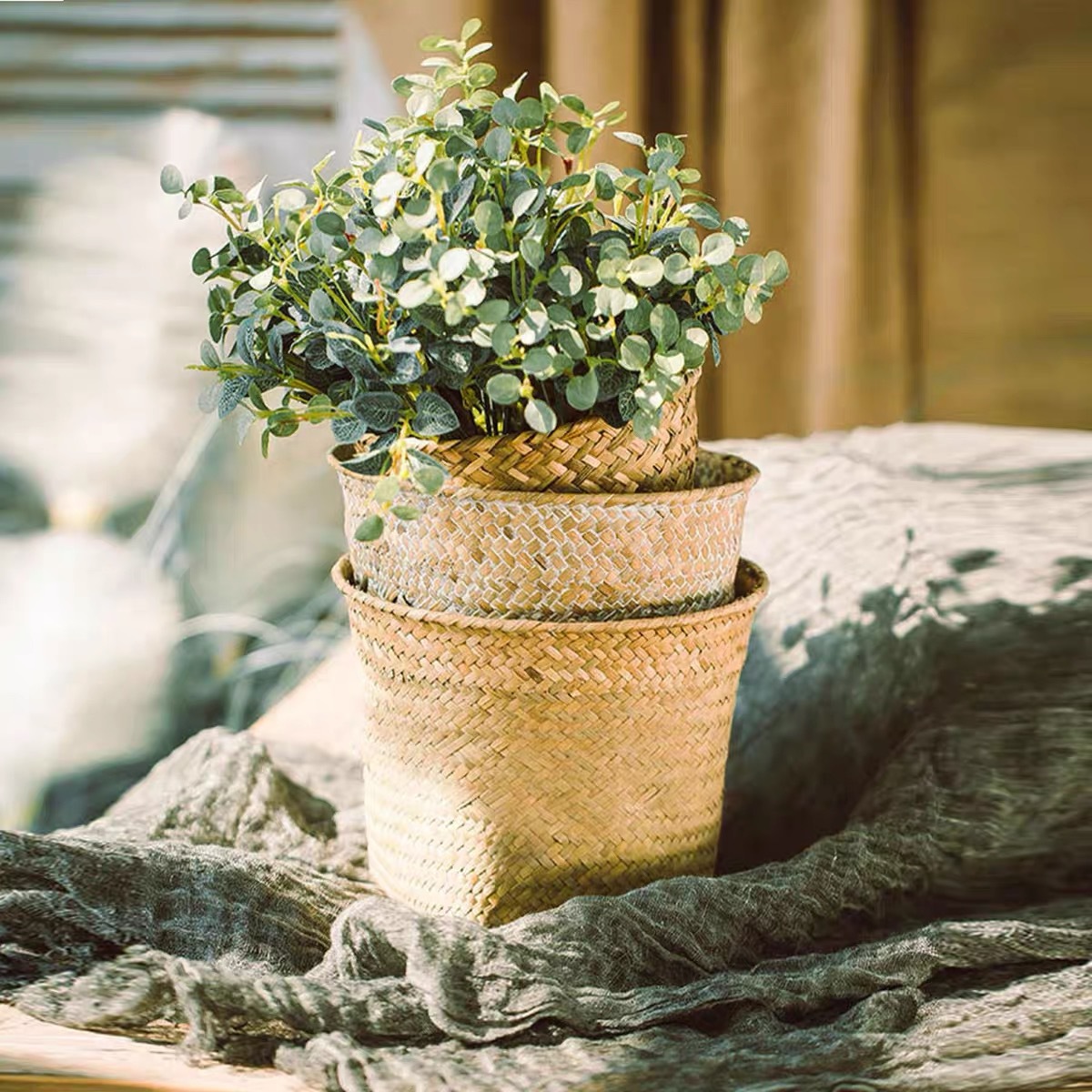 天然草编植物花篮花创意手工柳编藤编花盆多肉花园艺批发编织篮详情17