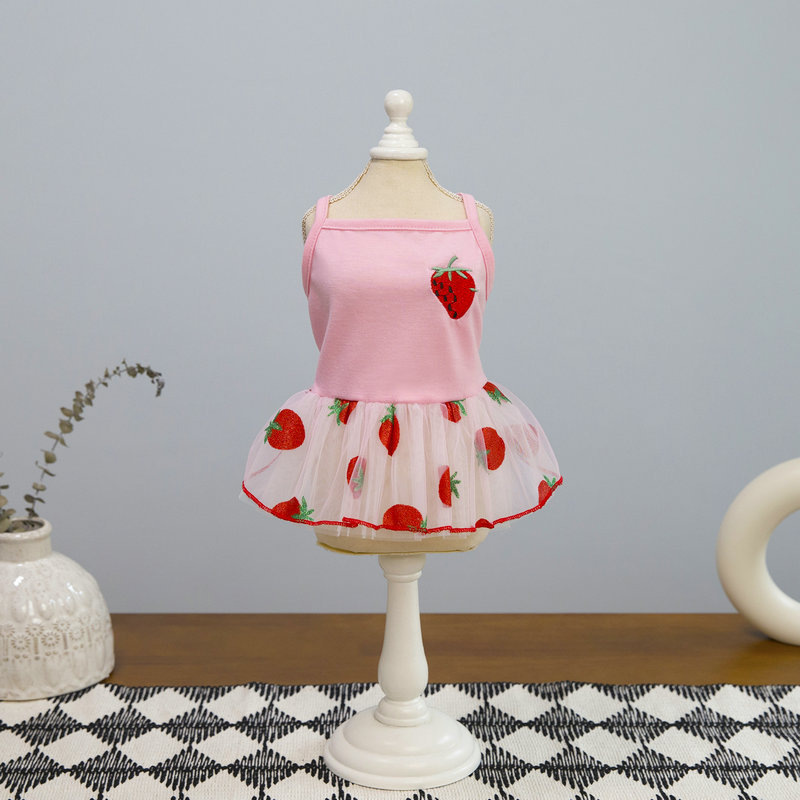 Spring and summer new dog and cat clothing, pet striped halter mesh chiffon skirt, dog supplies, 25-color golden chiffon skirt pic 11