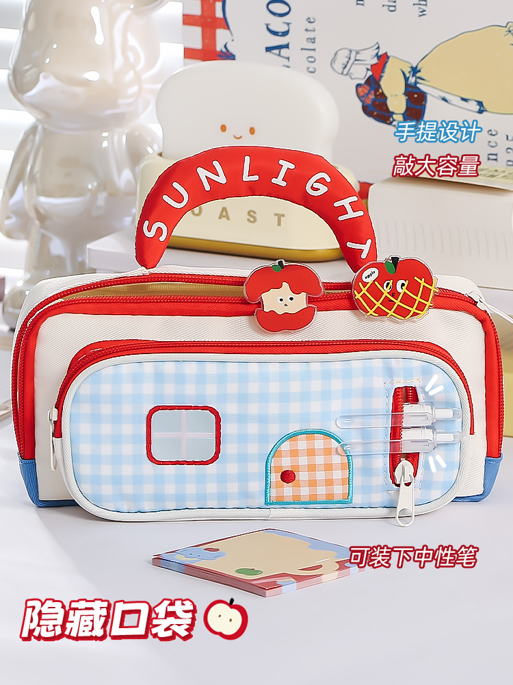 手提多巴胺小房子ins风高颜值笔袋高颜值大容量文具收纳袋文具盒详情9