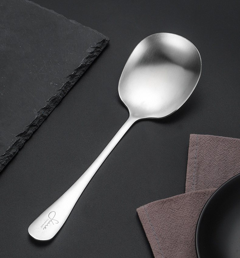 201不锈钢勺子家用分菜勺网红雪花公勺餐具大汤勺饭勺酒店餐厅详情14