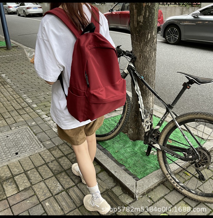 韩版男女同款大容量纯色背包新款简约学院风书包日系无印风双肩包详情10