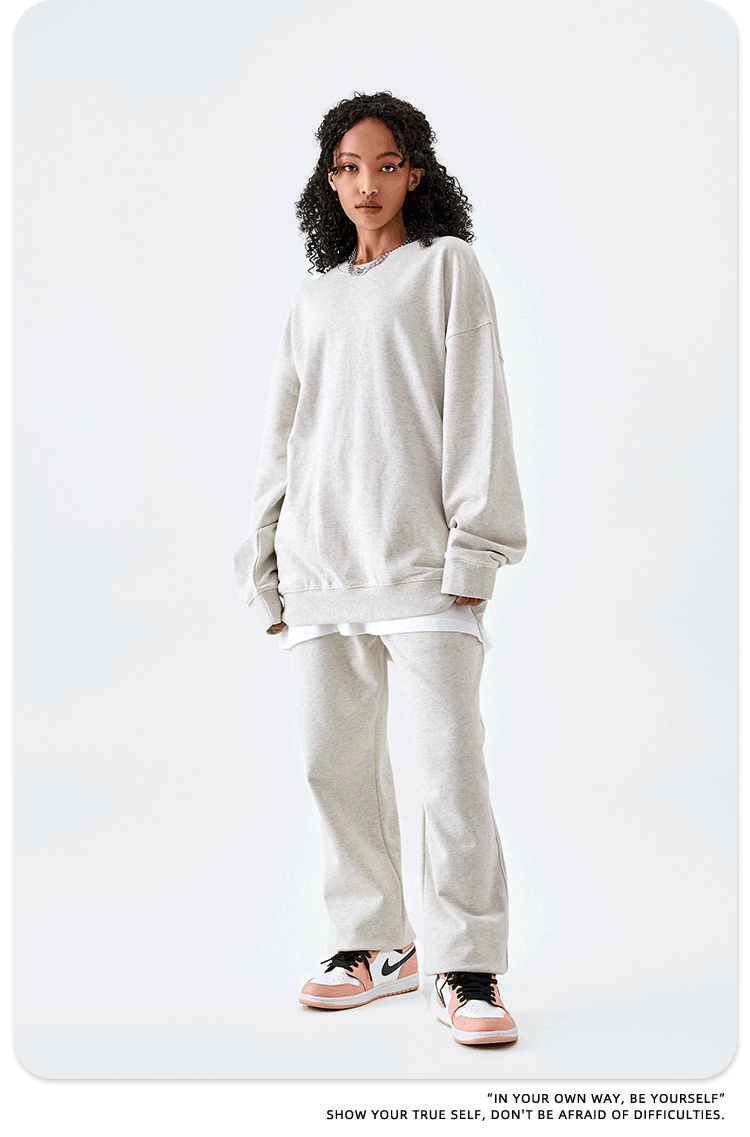 TILANI童装纯色400G毛圈棉圆领套头卫衣男女同款亲子套装跨境专供详情10