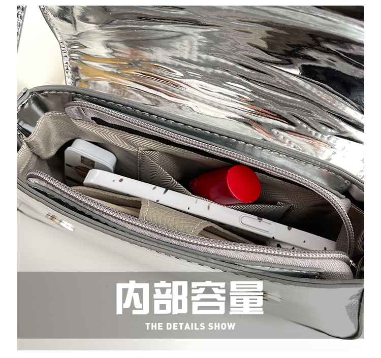 跨境女包新款欧美时尚漆皮女士法棍包质感亮面腋下包高级感单肩包详情8