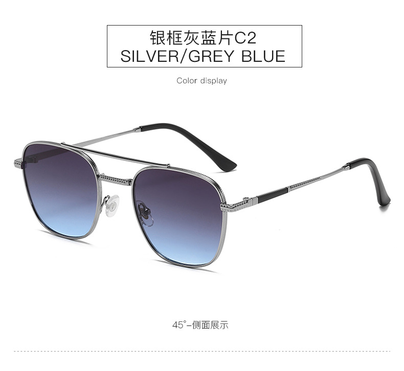 新款复古方框墨镜时尚网红同款金属太阳镜男潮工厂批发sunglasses详情6