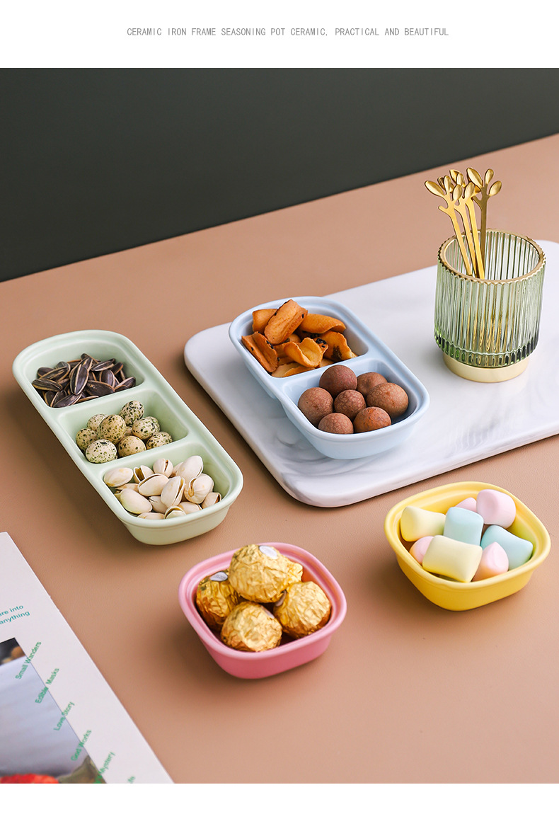 Ceramic snack plates, Nordic-style glazed soy sauce plates, dipping sauce vinegar plates, two, three or four compartments ceramic seasoning plates pic 12