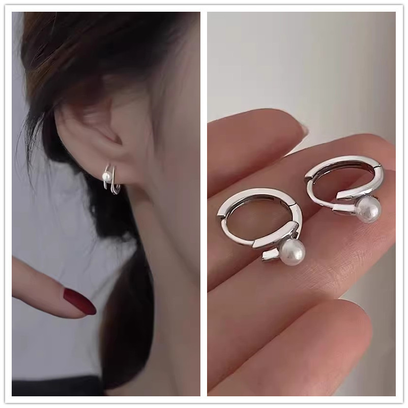 925 Silver Needle Earring Earrings for Women with a high-end feel, plain ring earrings, 2025 new bestseller, niche design, light luxury stud earrings pic 6