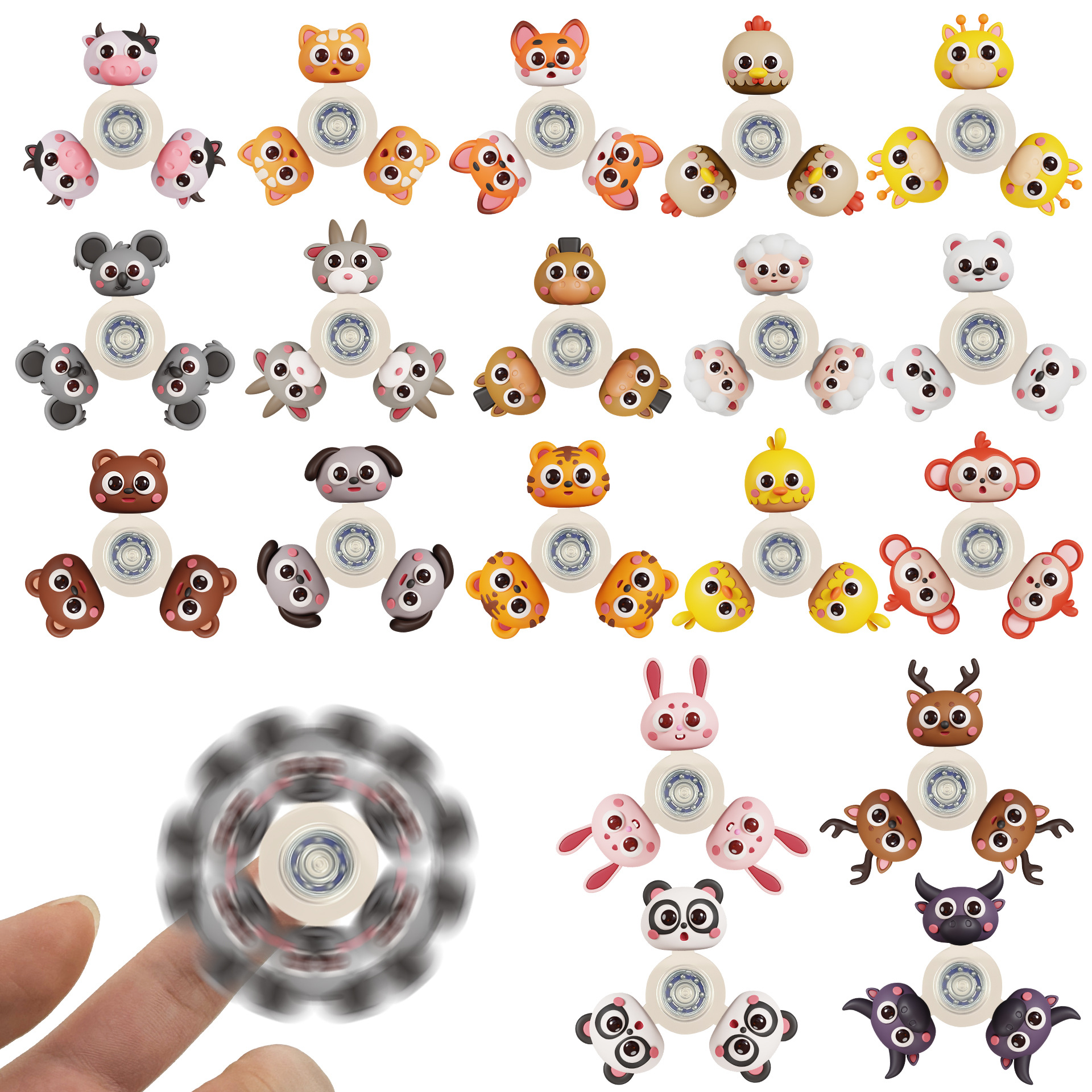 Creative stress-relieving little animal three-leaf fidget spinner, rotating finger spinner, stress-relieving toys, educational small toys wholesale pic 5