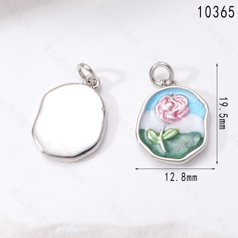 珍珠项链吊坠莫奈花园油画精工滴油玫瑰花油画风diy配件吊坠详情6