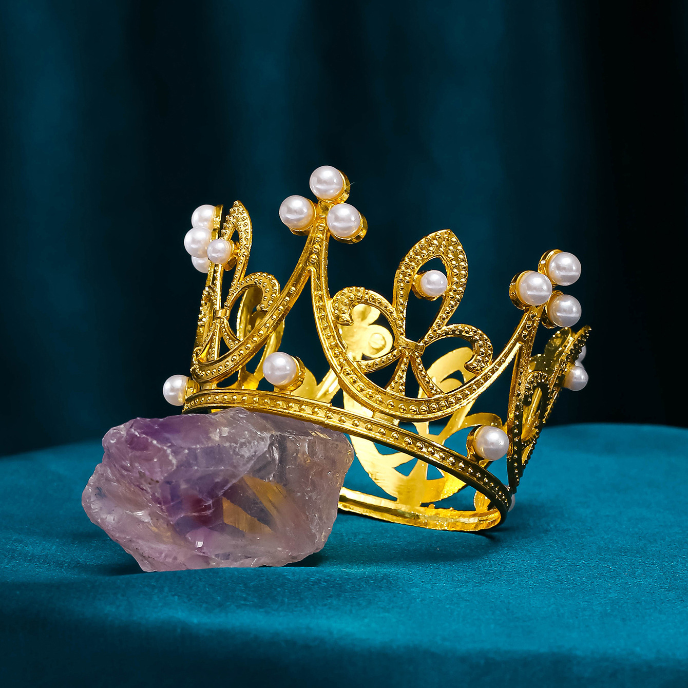 新娘头饰巴洛克王冠配饰圆形奢华气质锆石结婚圆皇冠婚纱礼服配饰详情15