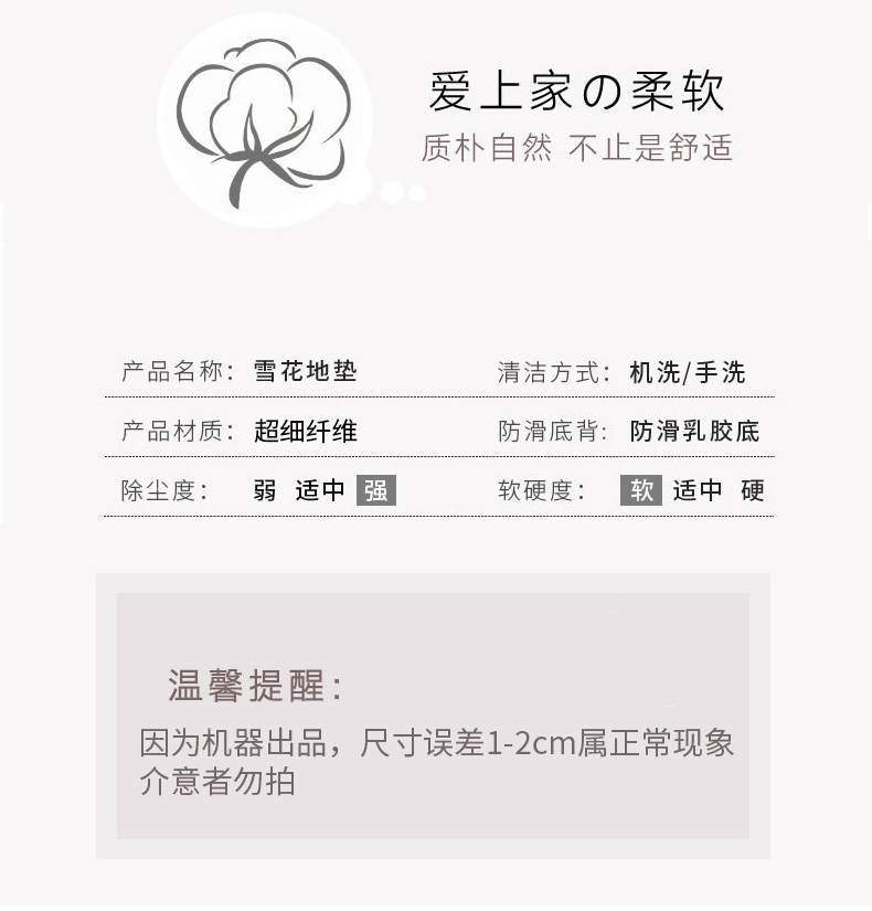 跨境新款简约北欧家居植绒地毯地垫进门卧室浴室吸水防滑脚垫代发详情14