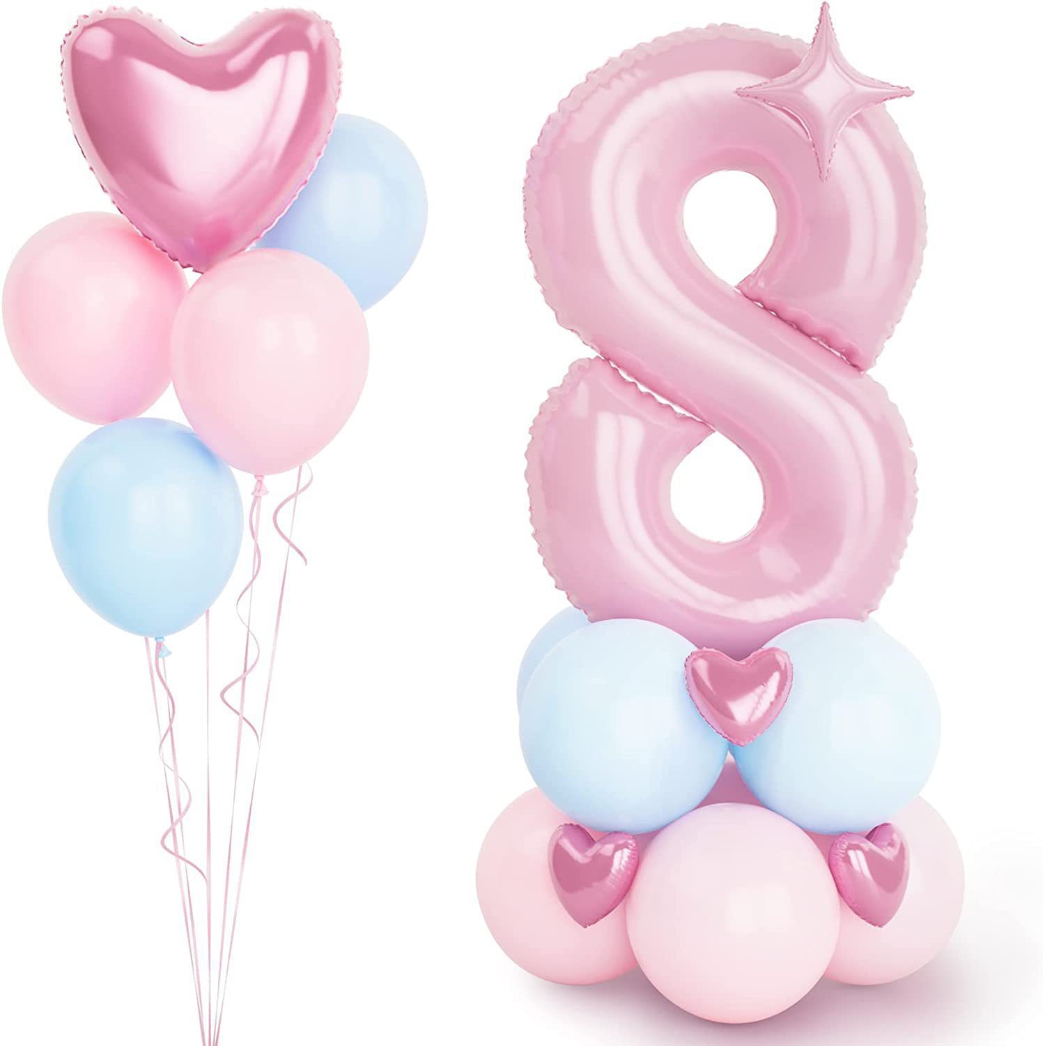 Rose gold digital metal rose gold white pink latex balloon column digital combination set for cross-border party pic 6