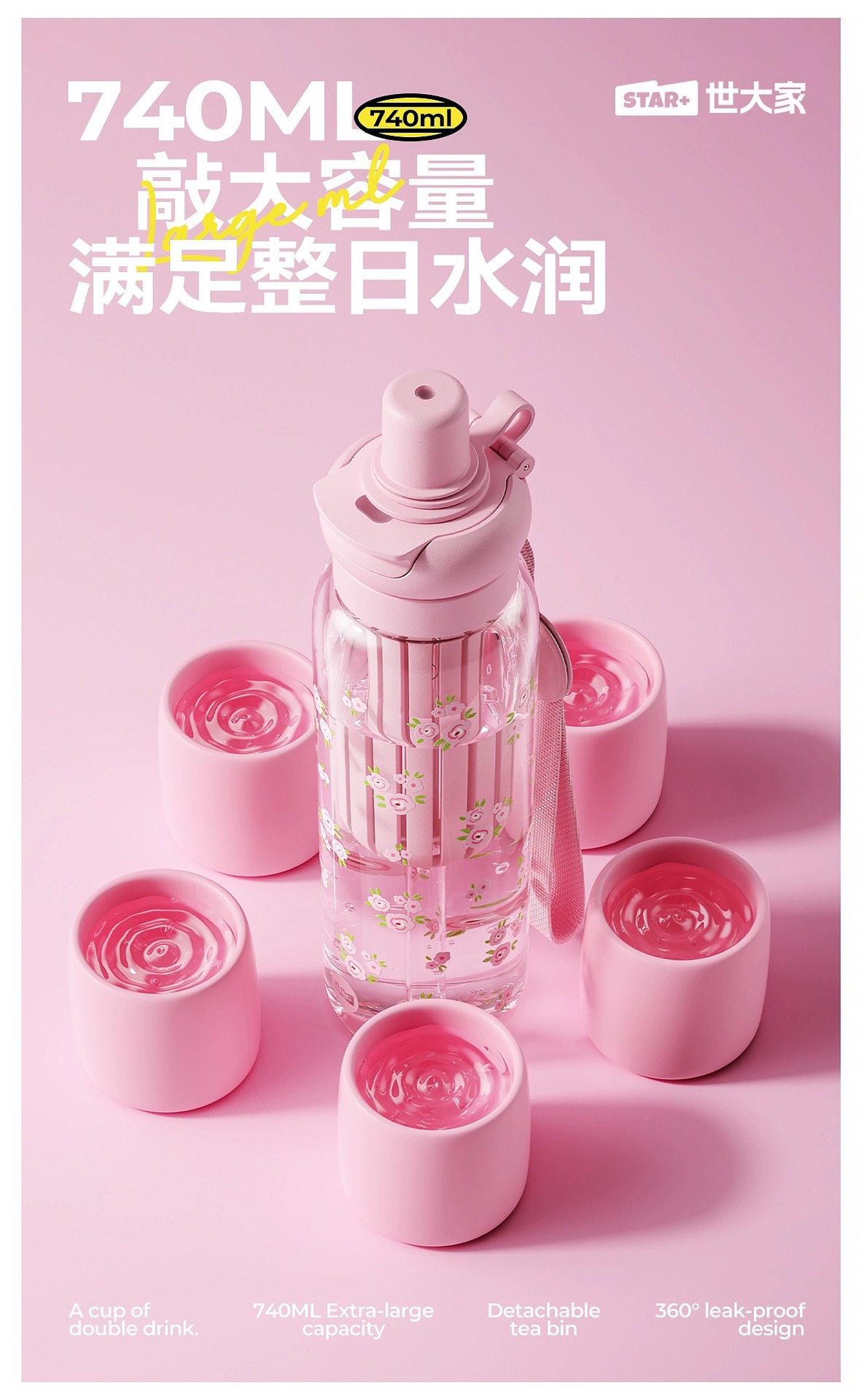 世大家吸管杯女生高颜值2025新款大容量便携塑料杯学生耐高温杯子详情4