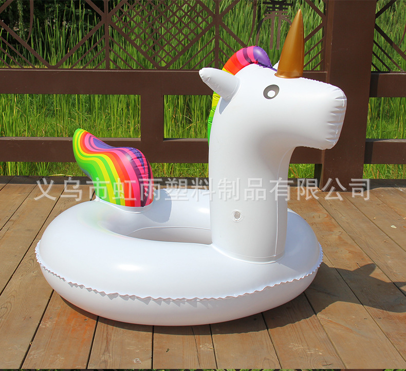 虹雨新款儿童独角兽游泳圈批发可爱卡通独角兽腋下圈加厚充气泳圈详情3