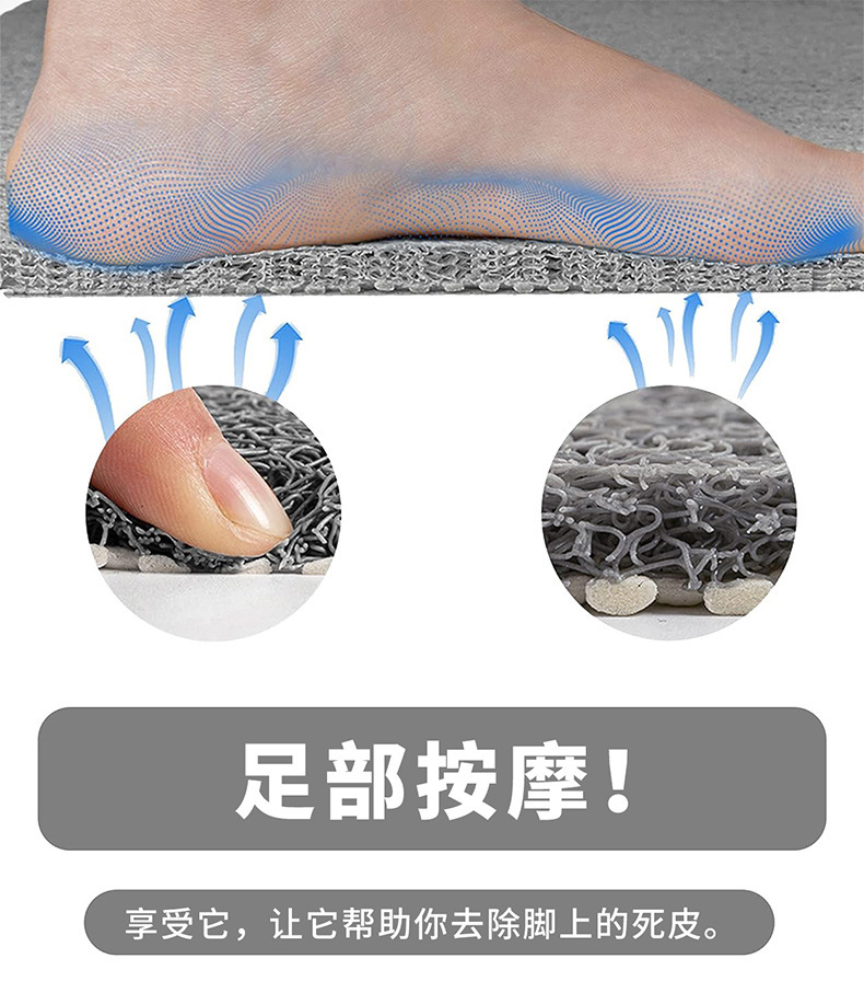 源头厂家跨境亚马逊浴室防滑淋浴房踩脚垫丝圈防水卫生间防水地垫家用地毯详情6