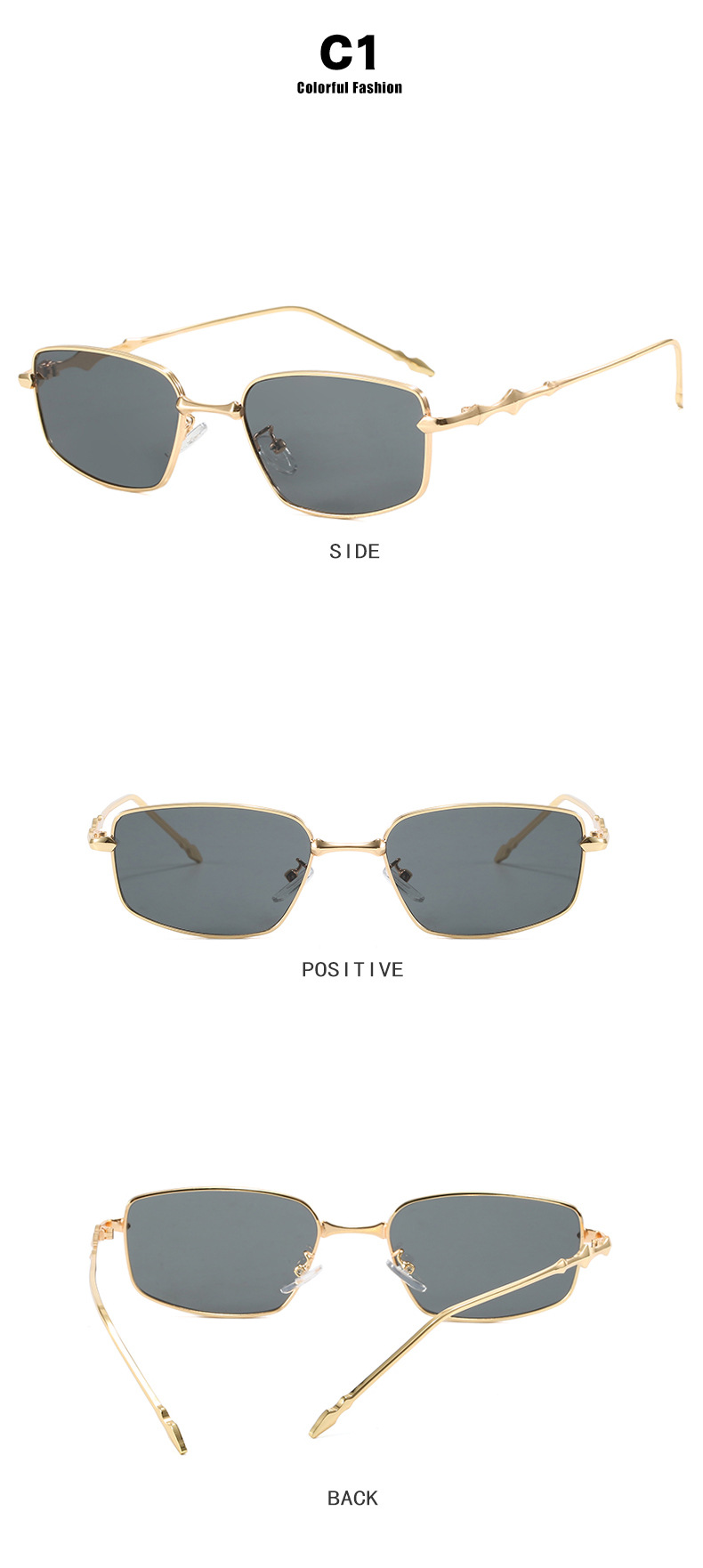 Square irregular-shaped sunglasses for both men and women, small and narrow frame sunglasses, new 2024 high-end retro sunglasses pic 9