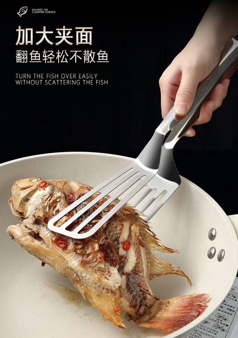 不锈钢厨具多功能食品夹煎铲牛排夹煎鱼夹食物夹户外烧烤夹烤肉夹详情4