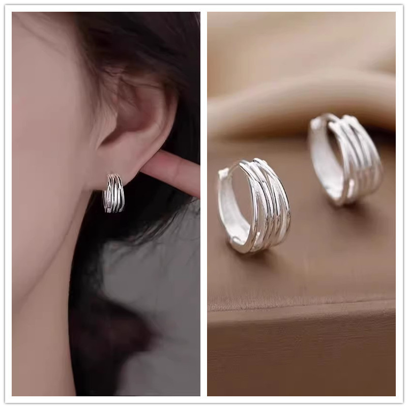 925 Silver Needle Earring Earrings for Women with a high-end feel, plain ring earrings, 2025 new bestseller, niche design, light luxury stud earrings pic 5