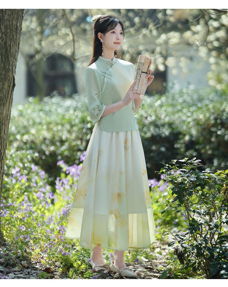 国潮国潮民国风夏季女修身旗袍上衣薄款汉元素汉服套装文艺气质唐装茶艺服国潮详情24