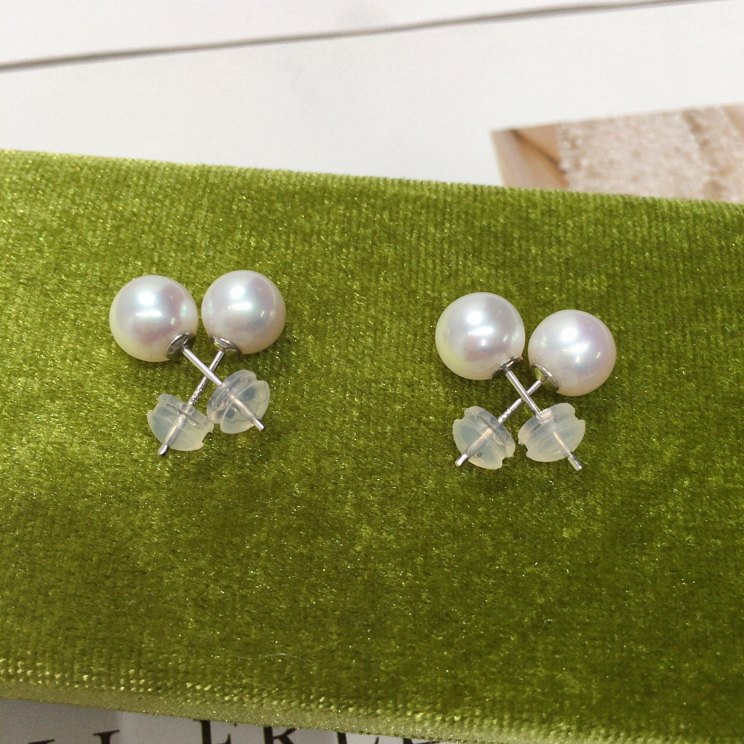 诸暨天然淡水AK珍珠精选高级感极光正圆无瑕珍珠耳钉S925纯银耳饰详情8