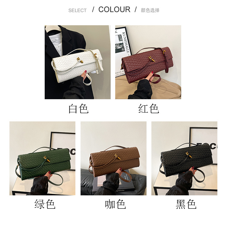 A new cross-border woven pattern single-shoulder crossbody bag with a retro texture, a hand-held baguette bag, and a versatile and elegant evening clutch pic 4