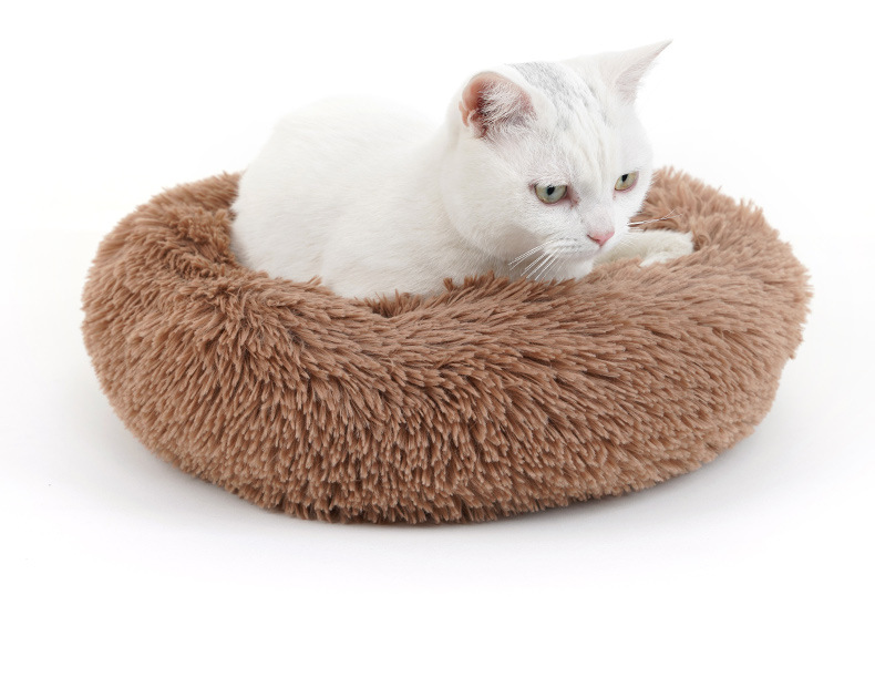 厂家销售秋冬加厚长毛绒圆形宠物窝垫深度睡眠猫窝狗窝外贸跨境详情14